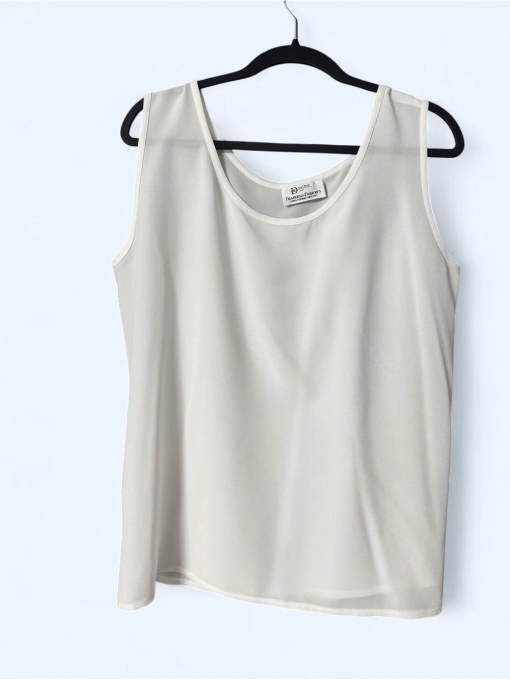 Sleeveless Cream Scoop Neck Blouse by Drapers and Damon